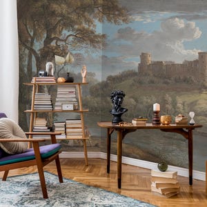 River View Peel and Stick Wallpaper, Panoramic Vintage Forest Mural, Removable Self-Adhesive Tree Design for Nature-Inspired Wallpaper