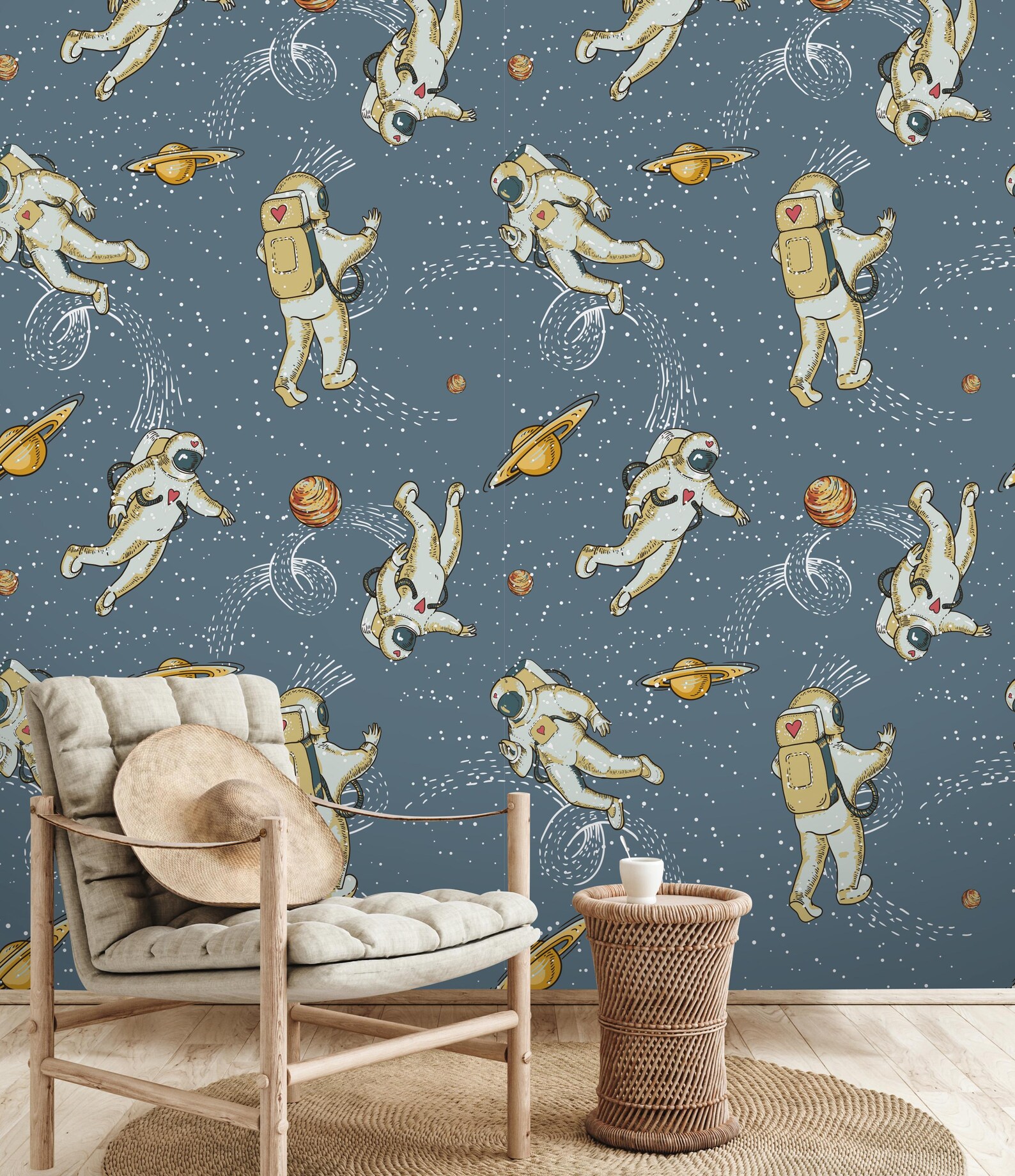 Planets Kids Wall Mural: Peel and Stick Astronaut Wallpaper - Etsy