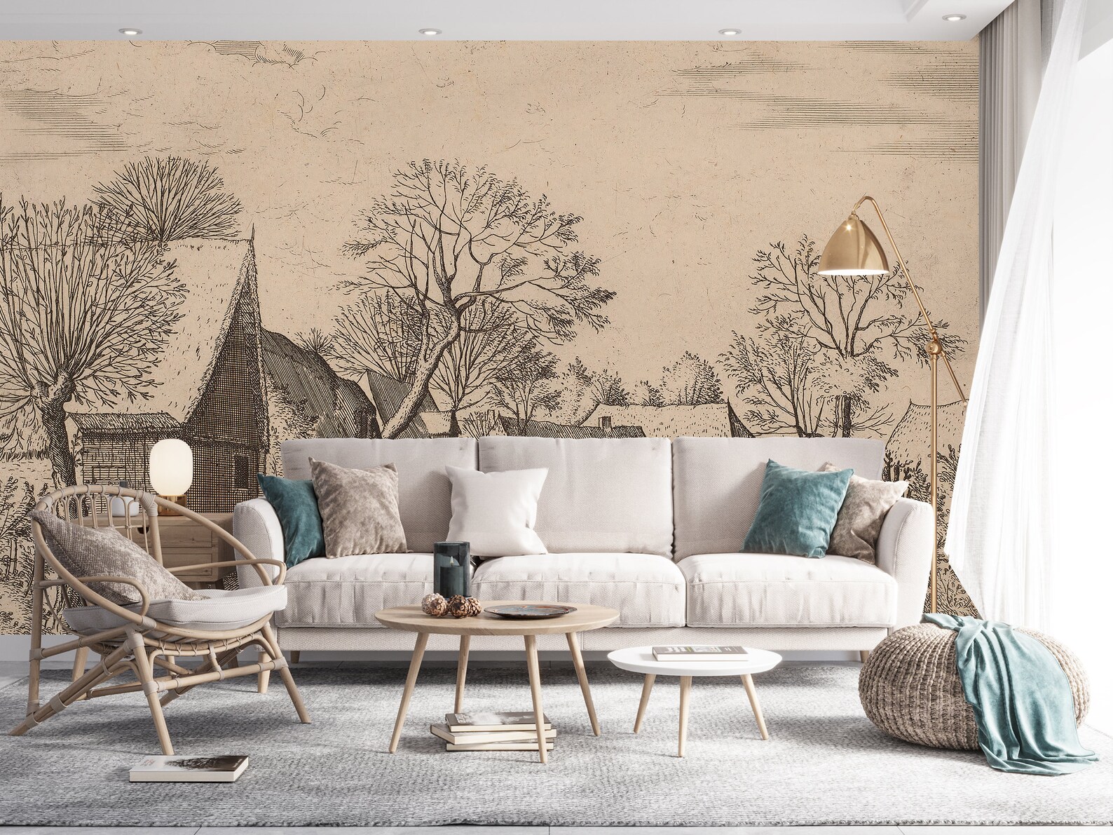 Vintage Scenic Wallpaper / Vintage Wallpaper / Landscape | Etsy