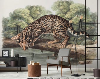 Wildlife Animal Wall Mural, Panoramic Peel and Stick Landscape Wallpaper