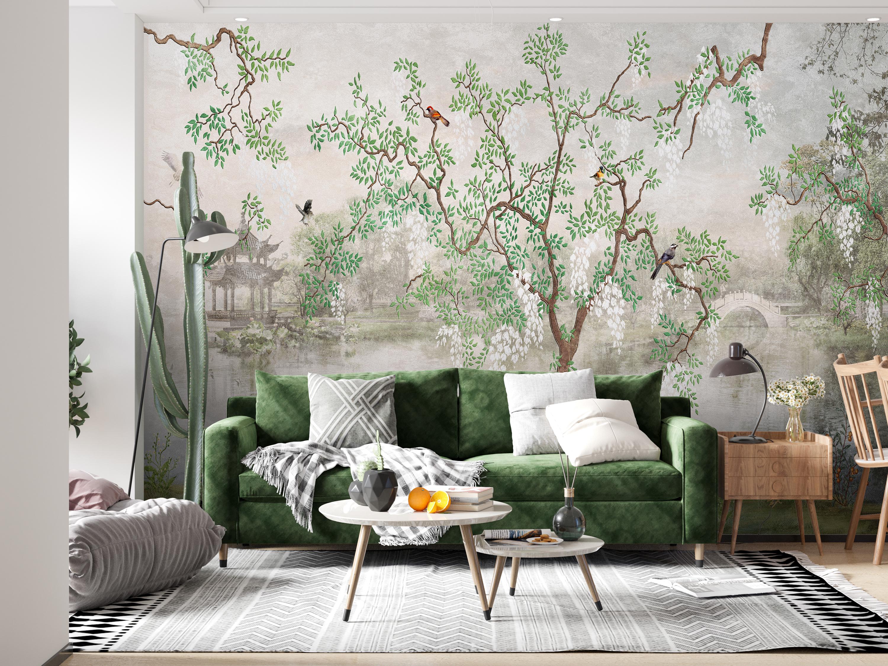 Chinoiserie Tree Wallpaper: Birds on Branches Design - Etsy