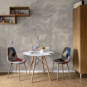 Rustic Tree Wall Mural, Soft Tone Landscape Vintage Peel and Stick Wallpaper