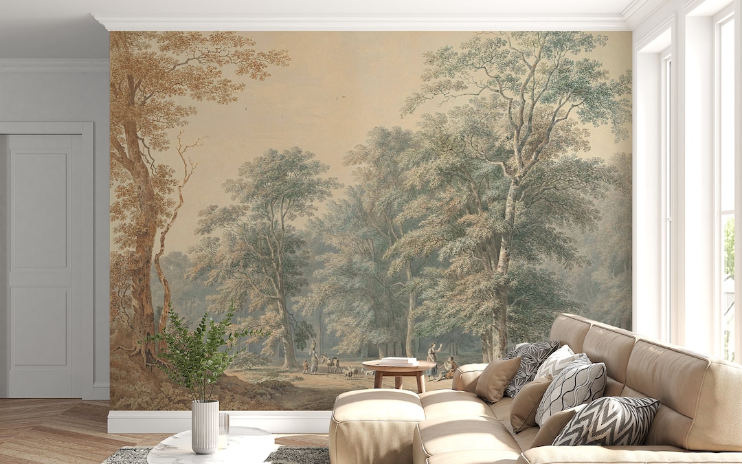 Vintage Wallpaper Tree Wallpaper Forest Wallpaper Self - Etsy