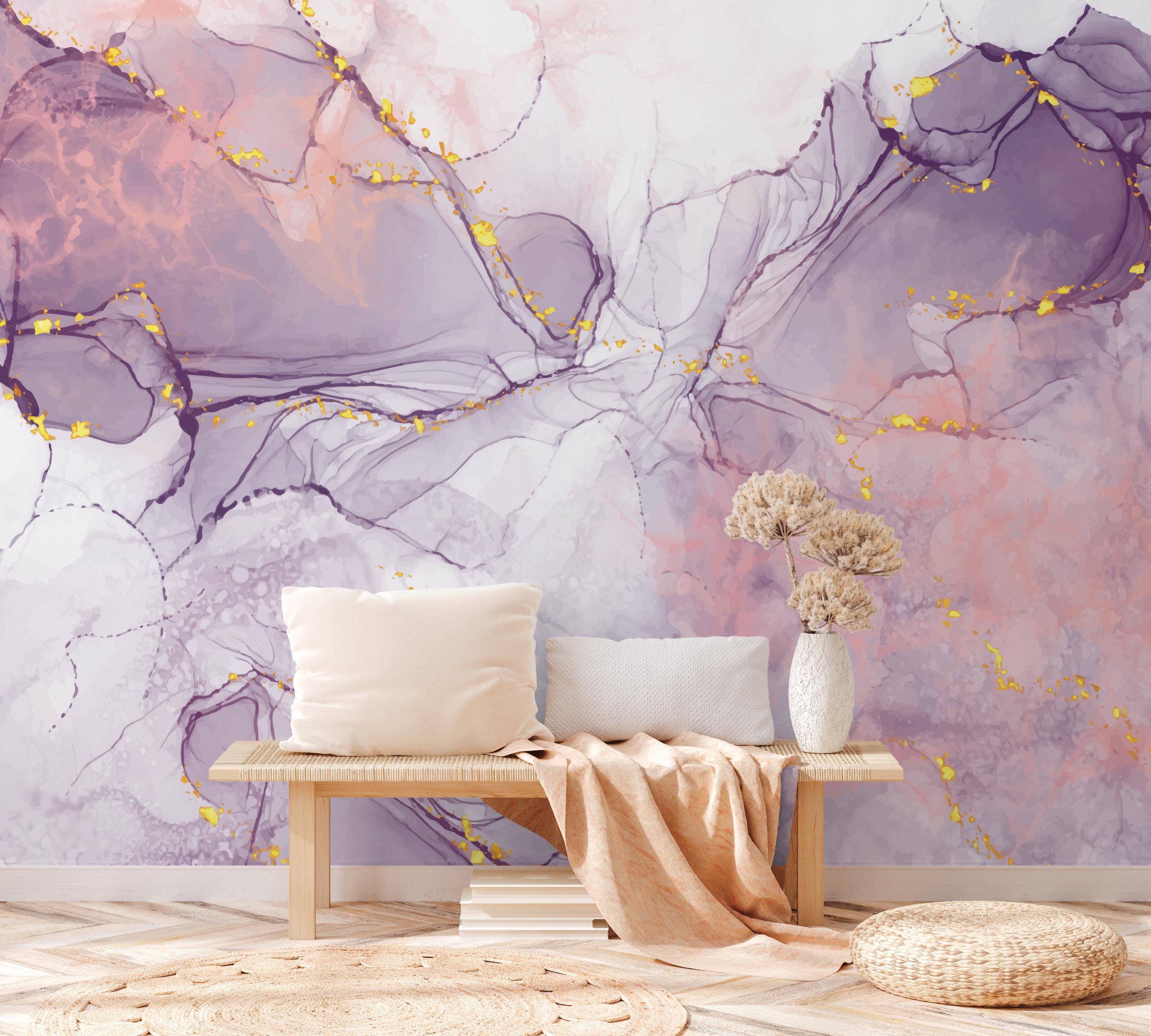 Purple And Gold Living Room Wallpapers Elysian Floral Multicolour