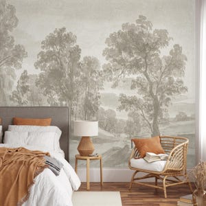 Add timeless elegance to your home with our Soft Tone Vintage Forest Landscape Wall Mural. This peel and stick wallpaper showcases scenic trees and nature-inspired designs, offering easy application and removal for beautiful, lasting decoration. Scenic Panoramic Mural, Landscape Wallpaper, Peel and Stick Wallpaper, Vintage Wallpaper, Removable Wallpaper, Panoramic Mural, Rustic Tree Scenic Mural, Rural Landscape Wallpaper, Scenic Mural, Vintage Mural, Self Adhesive Mural, Traditional Wallpaper