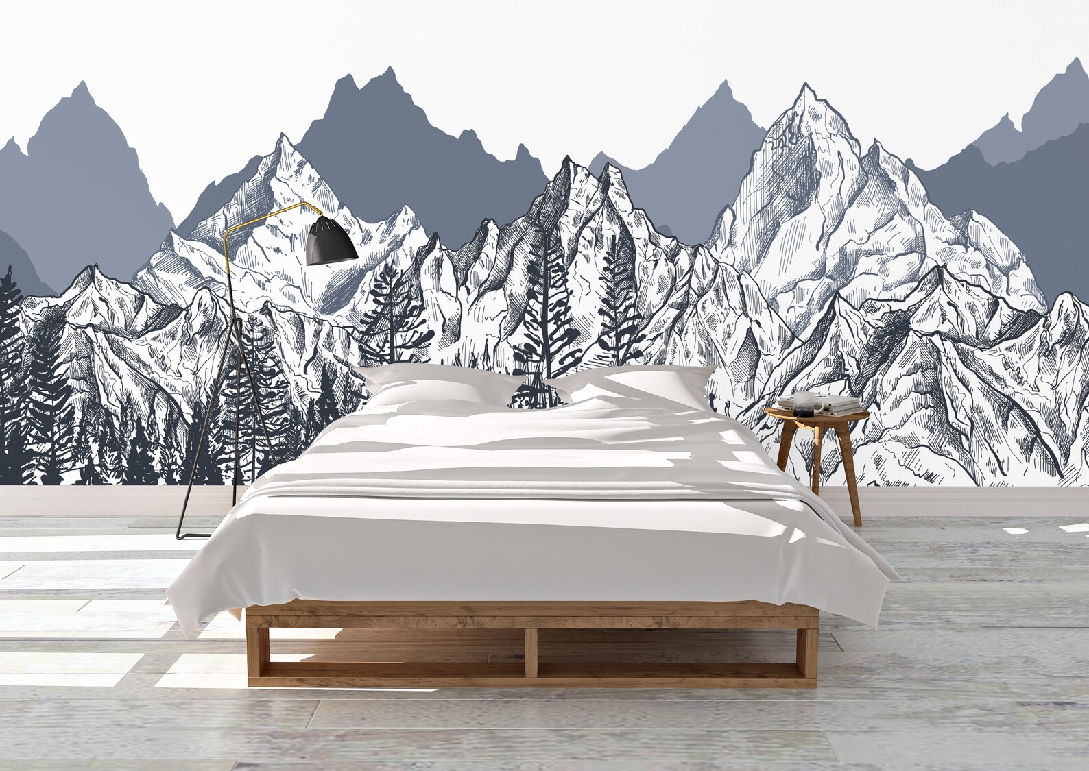 Art Wallpaper / Peel and Stick Wallpaper / Mountain Wallpaper | Etsy