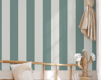 Sage Green Stripe Wallpaper, Modern Peel and Stick Wall Mural, Minimal Decor