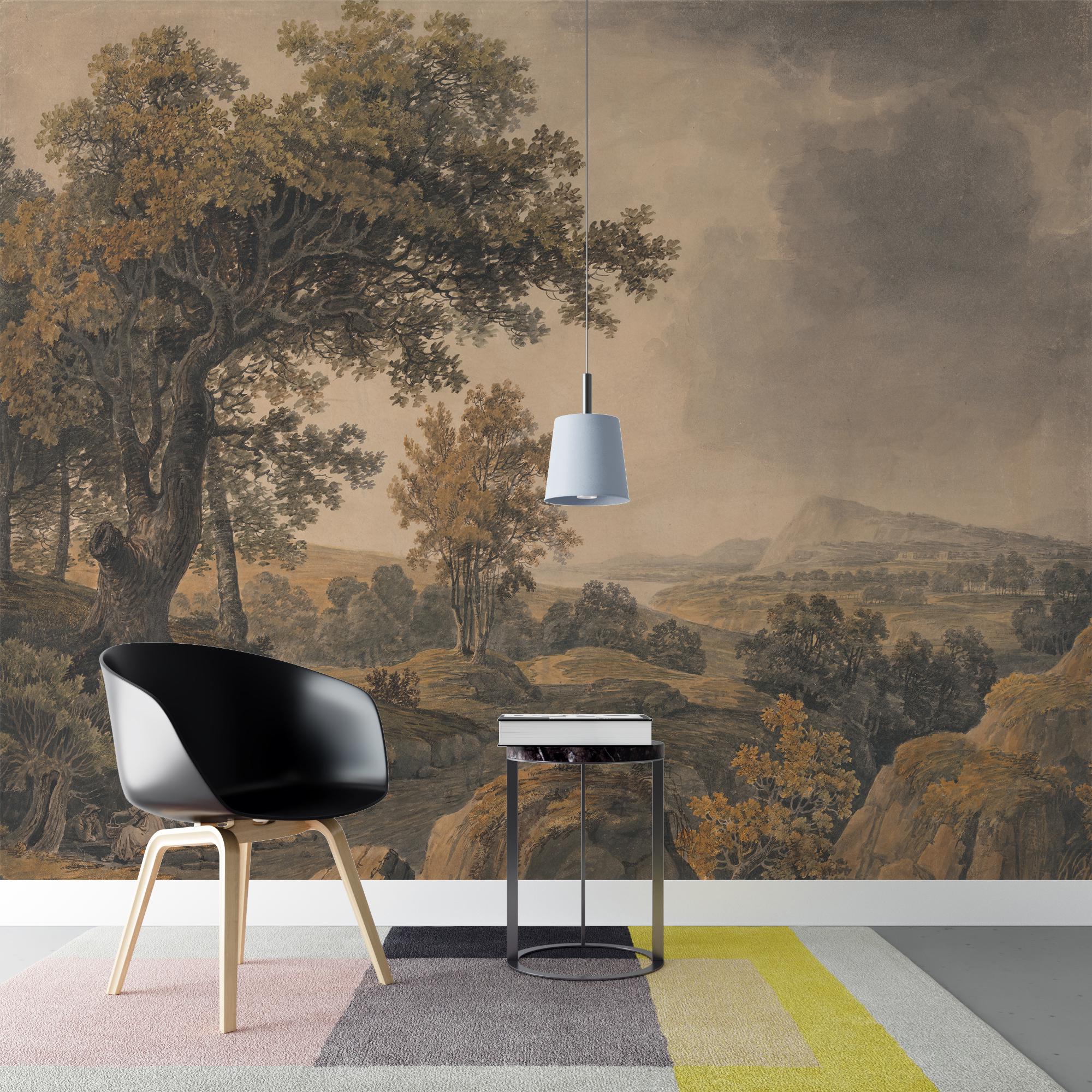 Vintage Scenic Tree Wallpaper Mural: Peel and Stick Forest Wall Mural