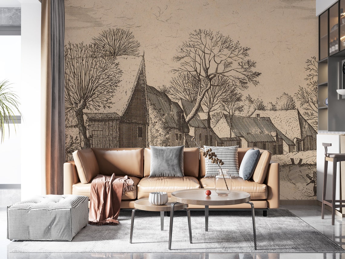 Vintage Scenic Wallpaper / Vintage Wallpaper / Landscape | Etsy