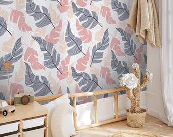 Blush Tapete, Abstraktes Botanisches Wandbild zum Schälen und Aufkleben