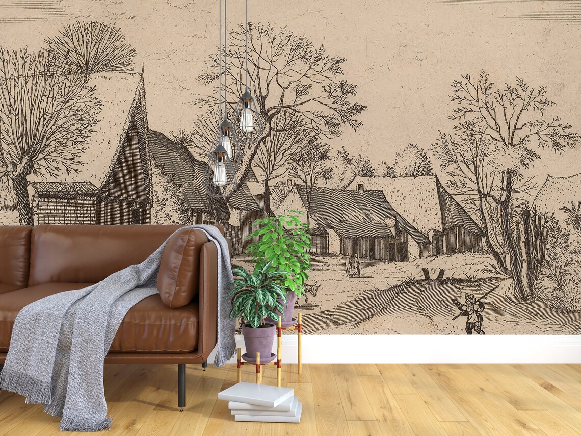 Vintage Scenic Wallpaper / Vintage Wallpaper / Landscape | Etsy