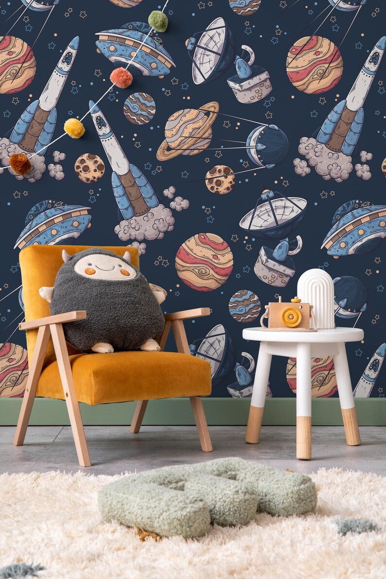 Space Wallpaper: Planets Peel and Stick Wall Mural for Kids Room - Etsy