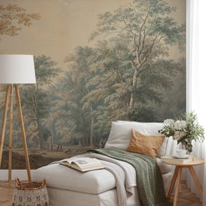 Vintage Tree Wallpaper, Peel and Stick Forest Mural, Nature Themed Wall Mural for Living Room, Bedroom, Scenic Landscape Removable Mural