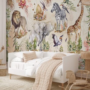 Safari Jungle Wallpaper: Removable Peel and Stick Wall Mural