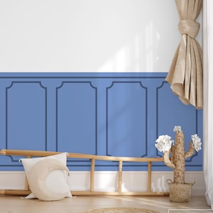 Pastel Blue Half Wall Panel: Peel and Stick Kids Room Mural