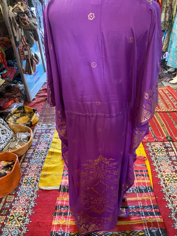 Moroccan Caftan For Women – Handmade Purple Butterfly Style Kaftan With Embroidery, Ethnic Elegant Dress, Polyester