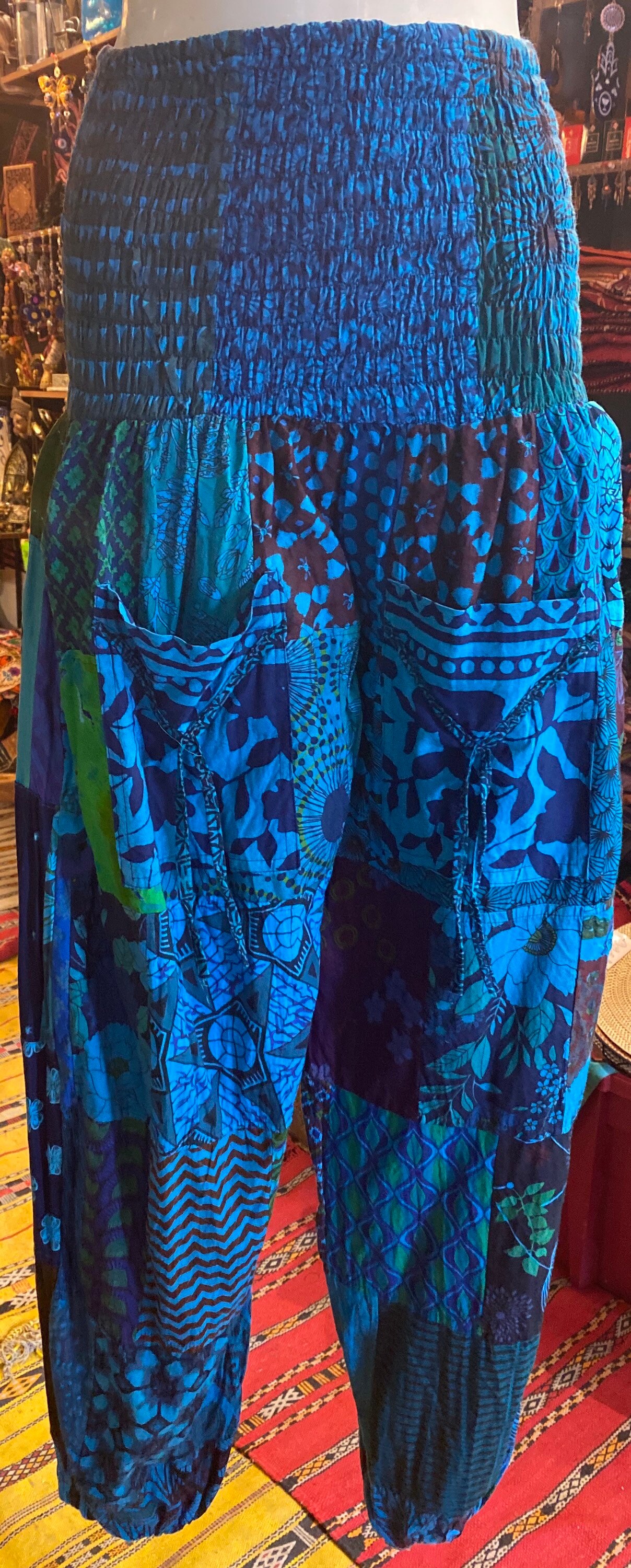 Patchwork Harem Pants with Pockets Boho Hippie Harem Pants Etsy