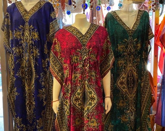 Women’s Kaftan Dress, Boho Summer Lounge Dress, Lightweight House Dress, Dashiki Caftan Dress
