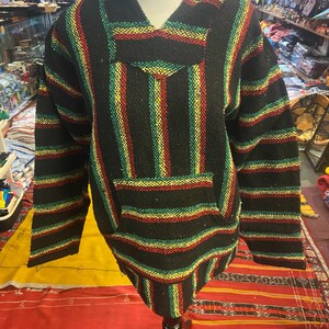 Striped Baja Hoodie: Unisex Organic Cotton Mexican Jacket