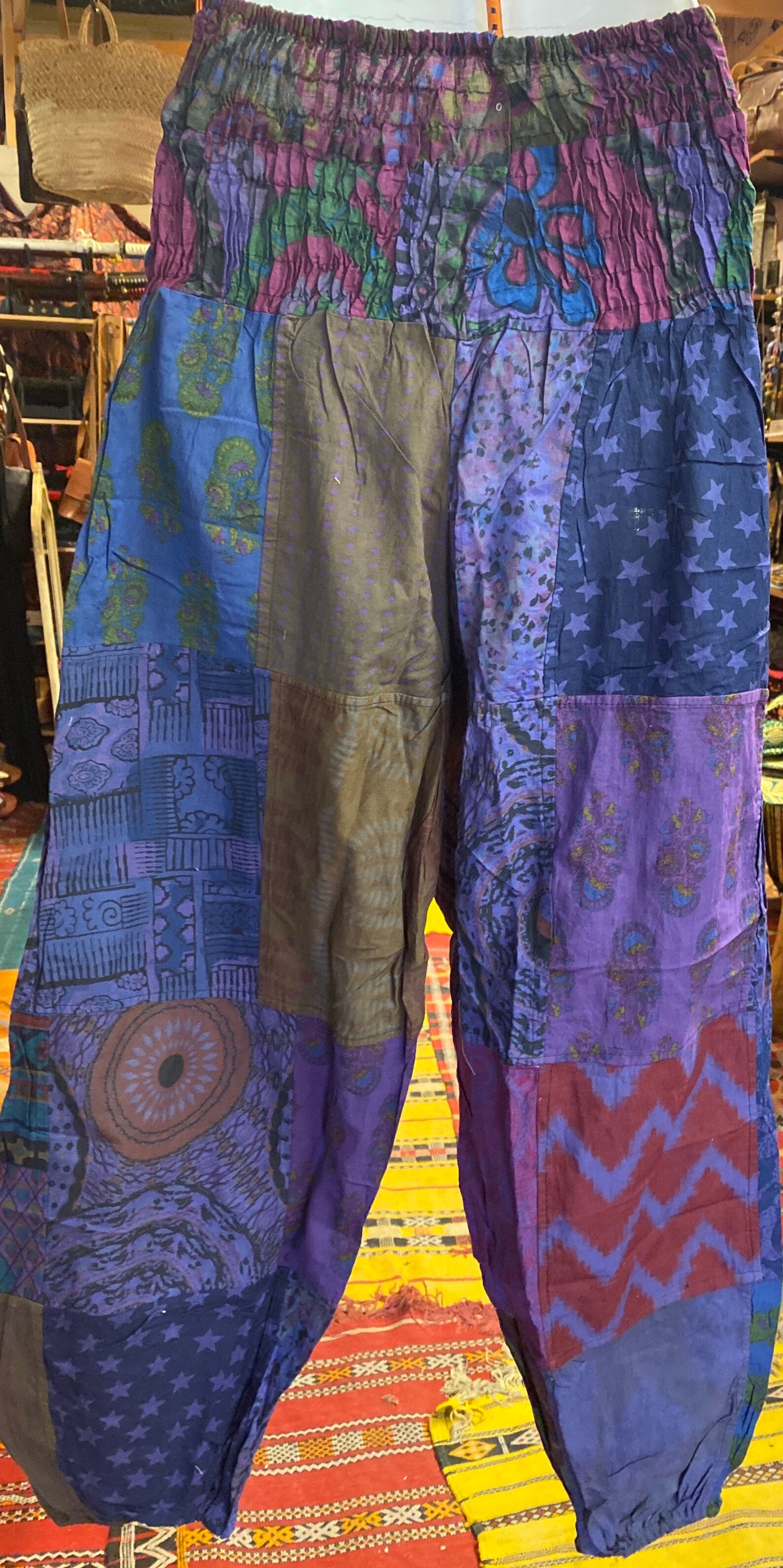 Patchwork Harem Pants with Pockets Boho Hippie Cotton Pants Etsy