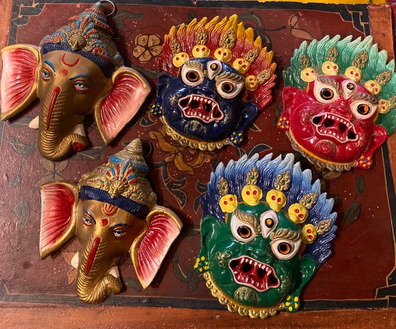 Brass Nepalese Masks Ganesh Wall Decor Handmade in Nepal | Etsy