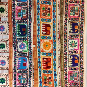 Toran Embroidered Wall Hanging, Decorative Door/Window Valence, Bohemian Curtain/Wall Decor