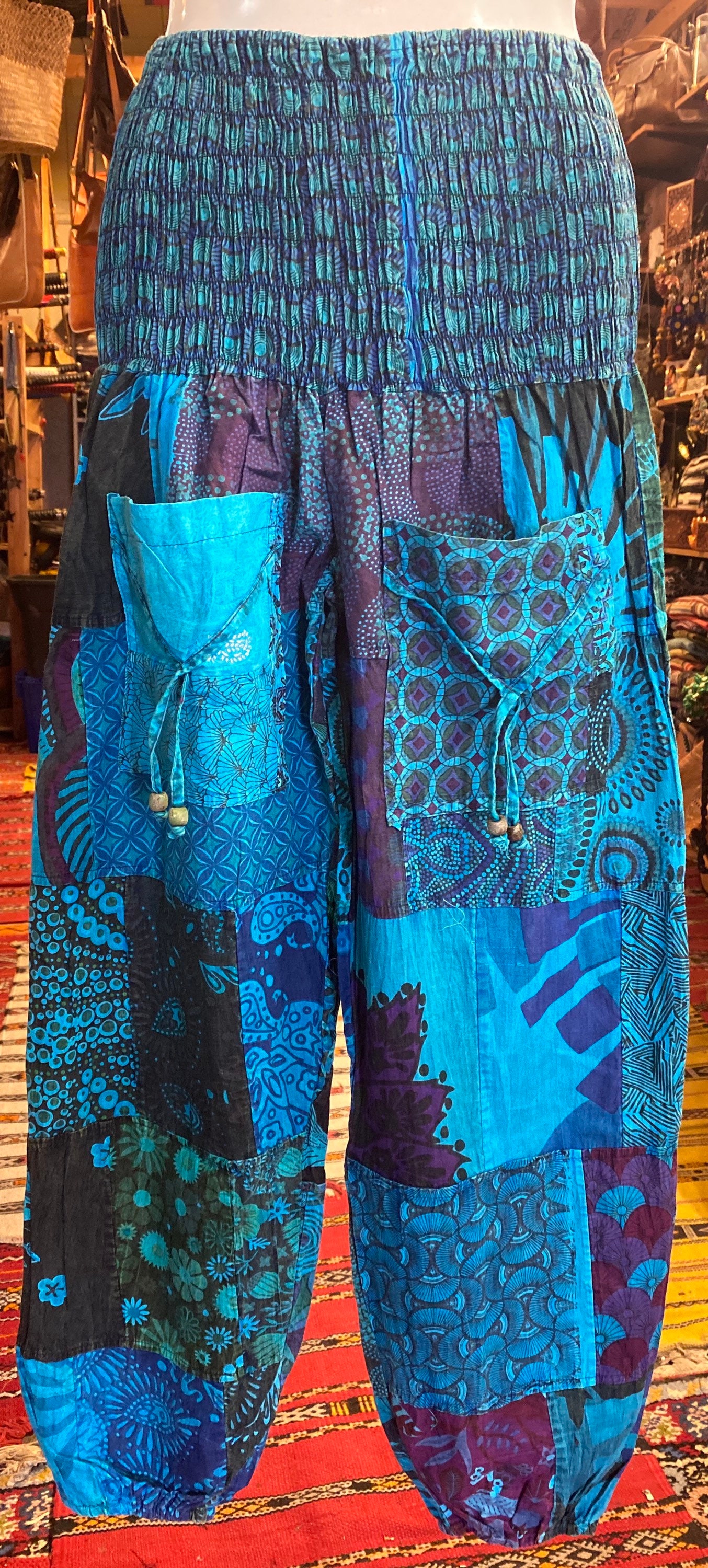 Patchwork Harem Pants with Pockets Boho Hippie Harem Pants Etsy