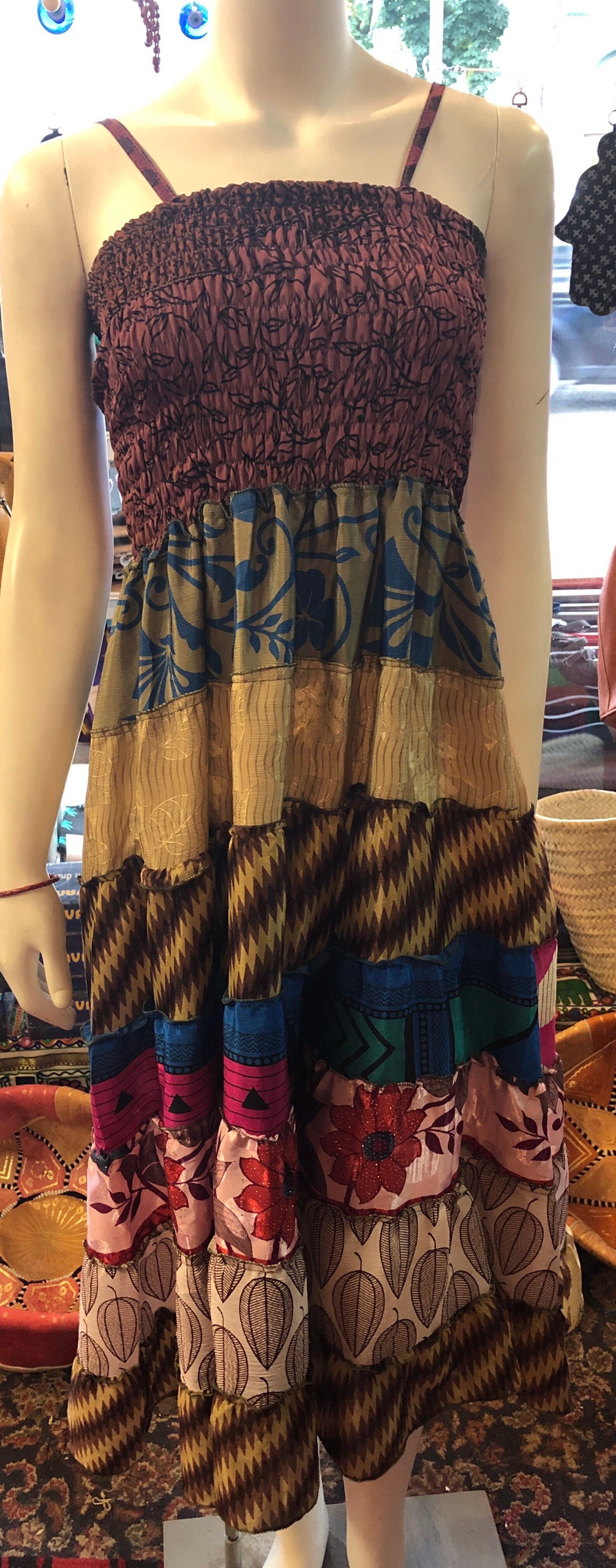 Boho Patchwork Sundress Womens Summer Patchwork Dress Etsy