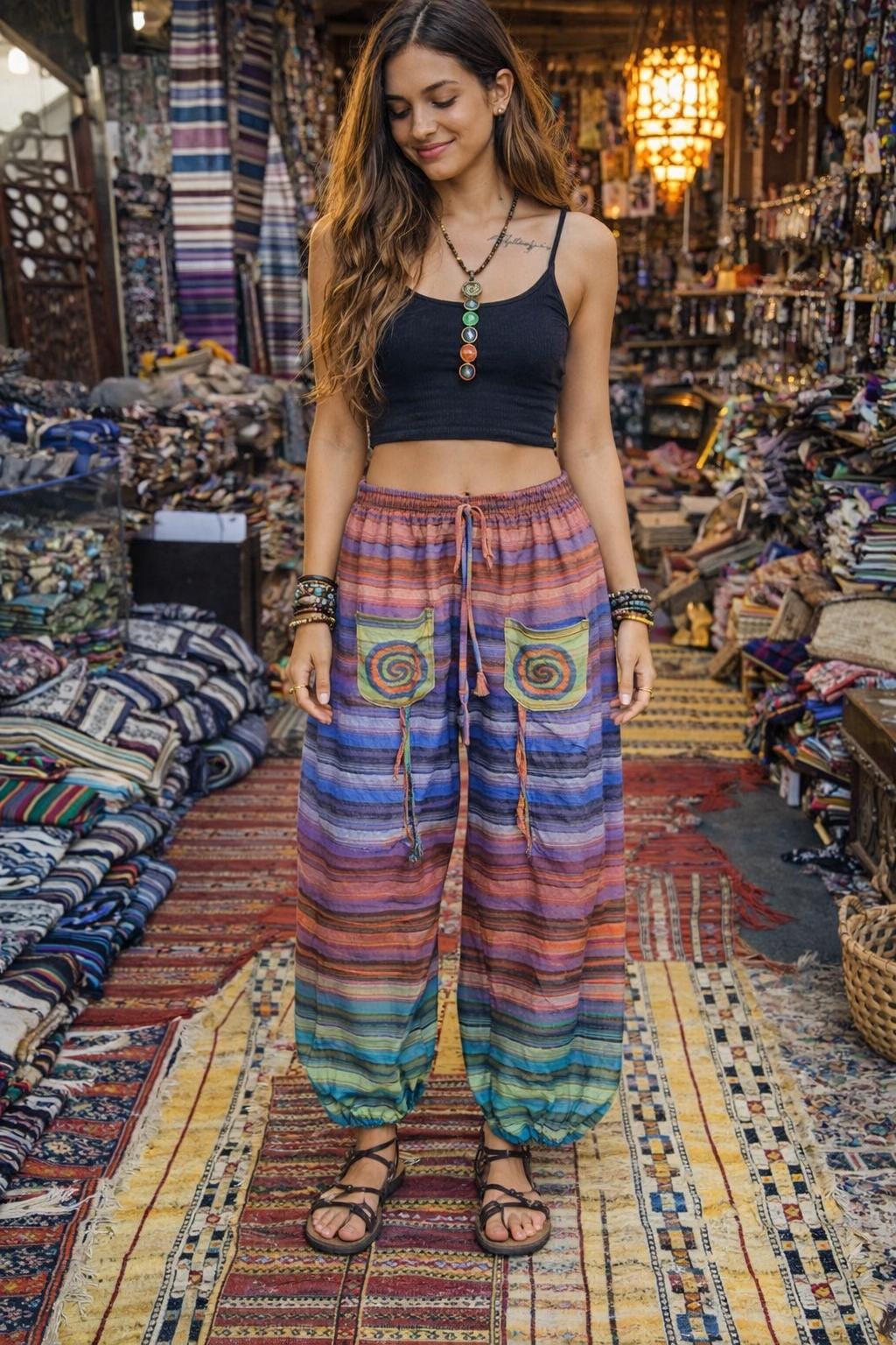 Patchwork Harem Pants: Boho Hippie Cotton Lounge Pants