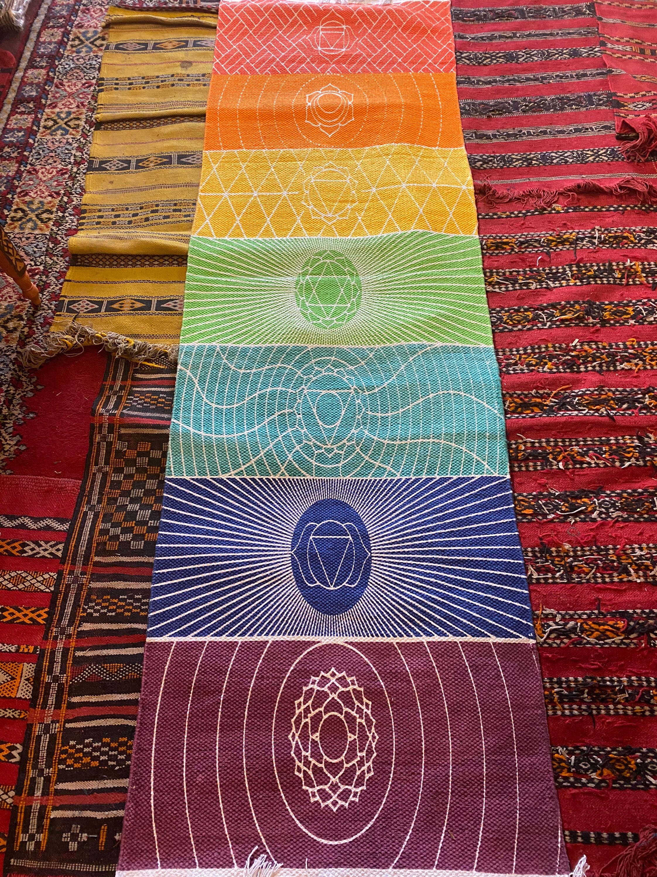 Chakra Yoga and Meditation Mat Rainbow Chakra Yoga Mat 7 Chakras Yoga Mat  Boho Mat Bohemian Carpet Yoga Mat Professional Yoga Mat 