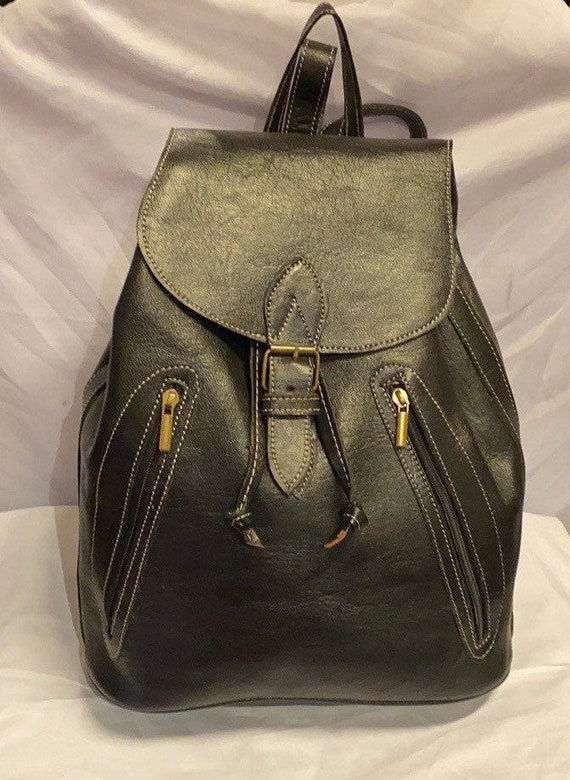 Moroccan Leather Journey Backpack: Large Black Calfskin  display picture 3