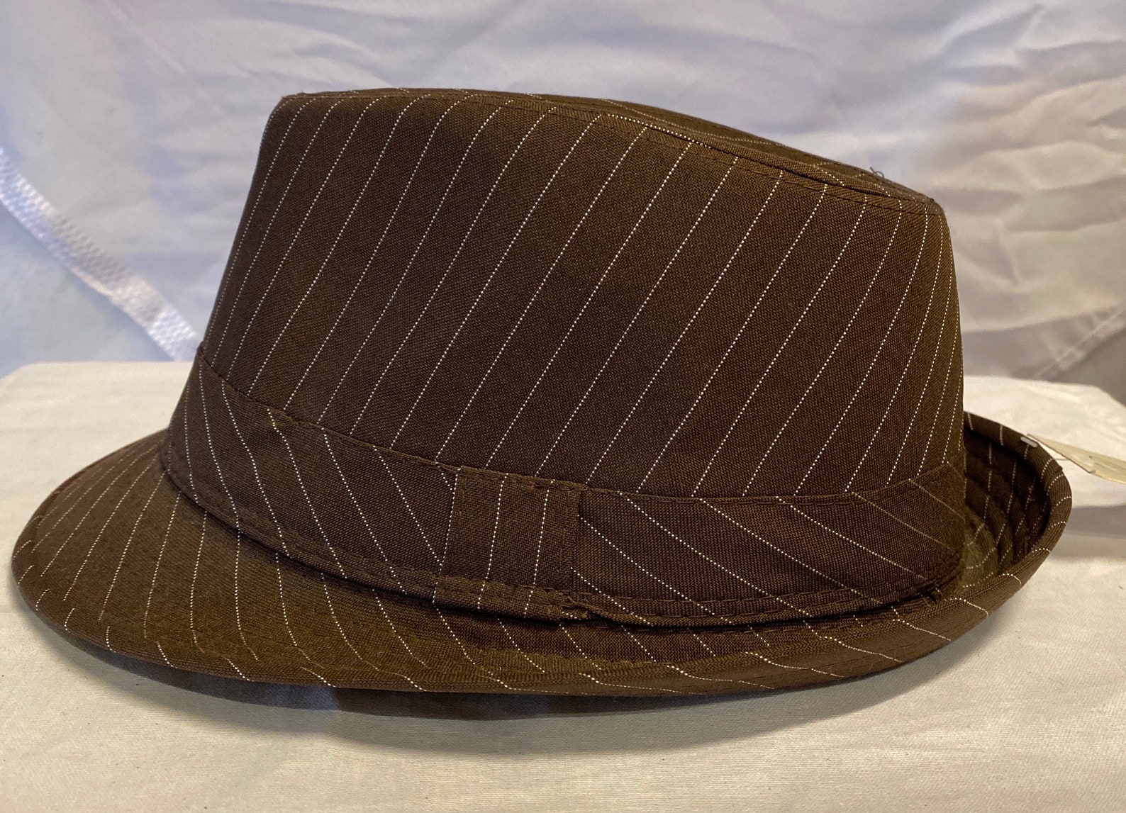 Fedora Hat Classic Brown Pinstripe Fedora Etsy