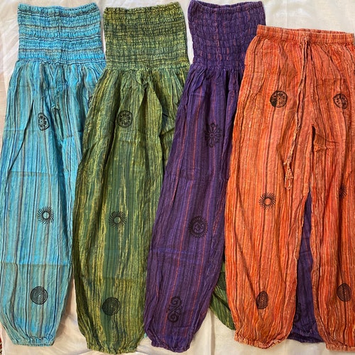 Patchwork Harem Pants With Pockets Hippie Boho Rayon Harem Etsy