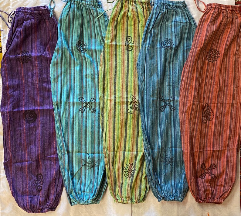 Boho Harem Pants, Hippie Cotton Summer Pants, Women’s and mens Lightweight Festival Pants 