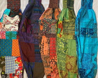 Patchwork Cotton Harem Pants: Boho Hippie Festival Style