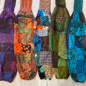 Patchwork Harem Pants with Pockets, Boho Hippie Cotton Pants, Women’s and mens Summer Lightweight Pants, Festival Pants