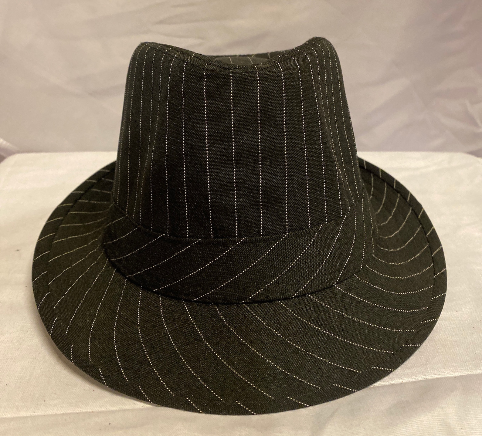 Fedora Hat Classic Black Pinstriped Fedora Etsy