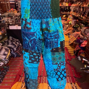 Patchwork Cotton Harem Pants: Boho Hippie Festival Style