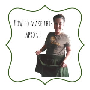 May include: A woman wearing a green apron with the text "HOW TO MAKE THIS APRON!" in a white frame. She is wearing a green t-shirt with the text "inner beauty" in gold lettering.