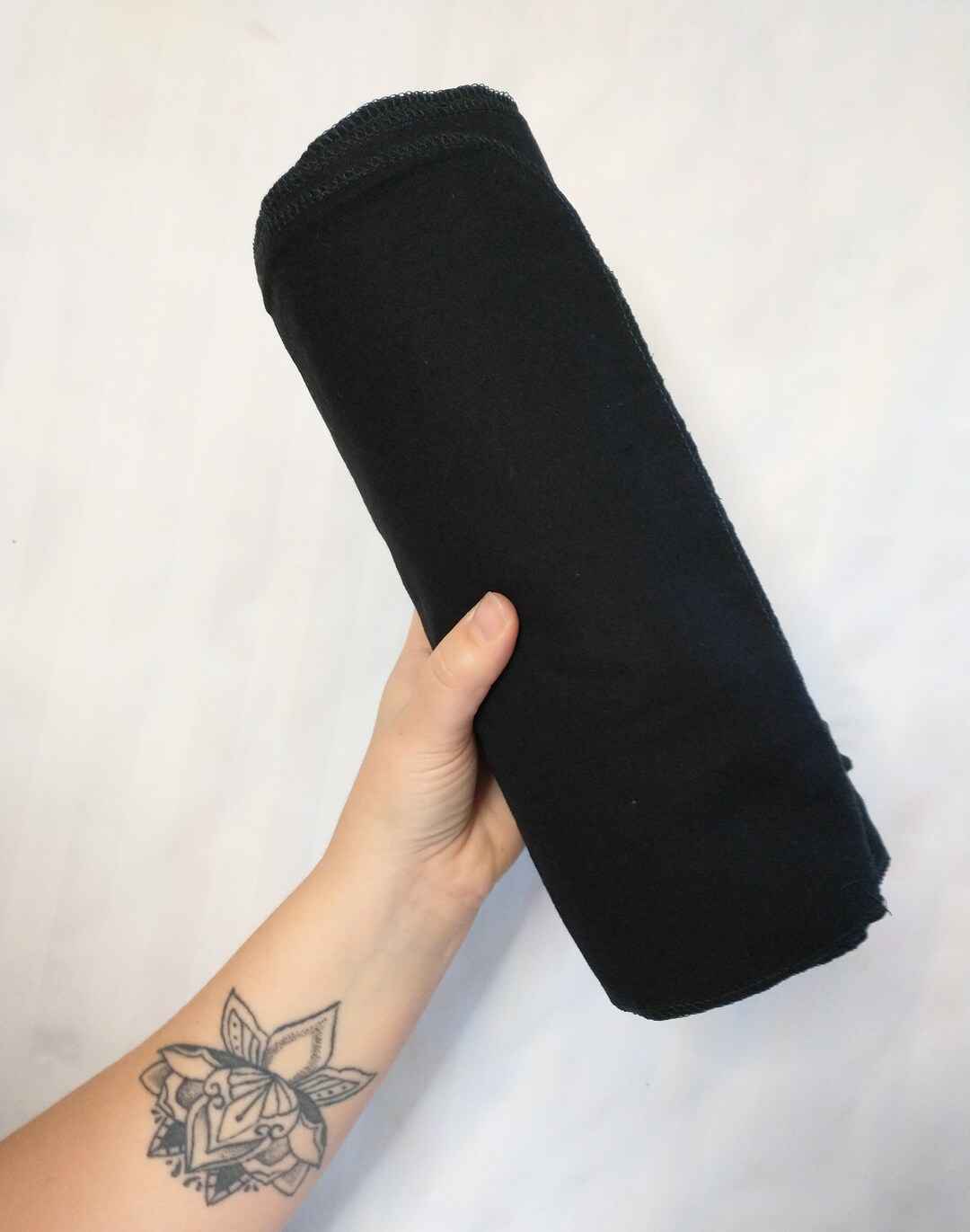 Black Flannel Unpaper Towels, Reusable 10"x10" Paperless Towels, Set of 6