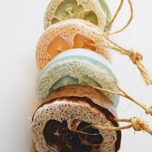 Handmade Loofah Soap - Artisan Soap - Coffee - Grapefruit - Tea Tree - Green Tea - Goat Milk Soap