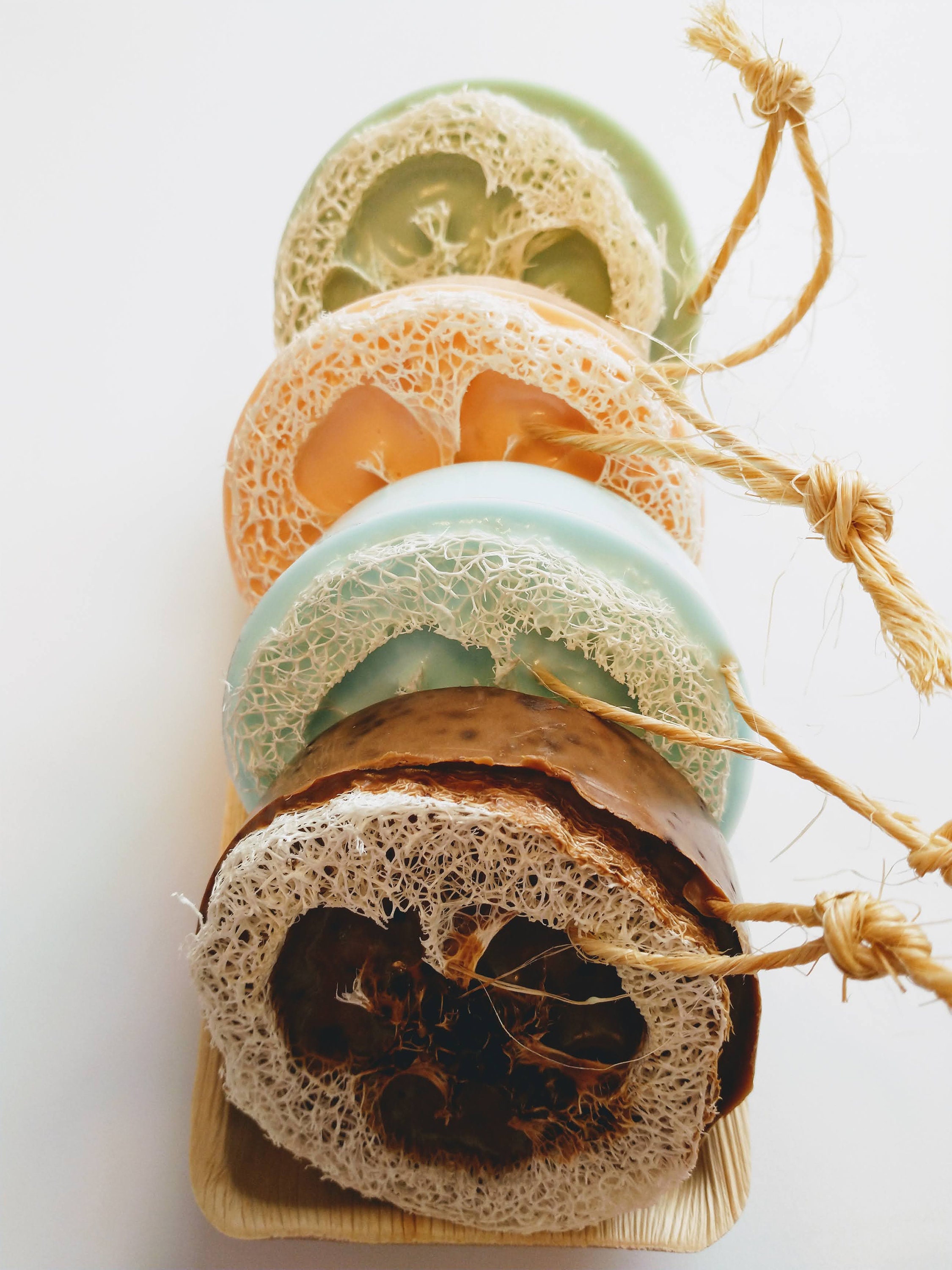Handmade Loofah Soap - Artisan Soap - Coffee - Grapefruit - Tea Tree - Green Tea - Goat Milk Soap