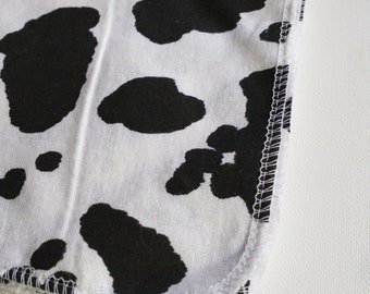 Toallas de tela reutilizables con estampado de vaca, hechas a mano, de franela de algodón, sin residuos.