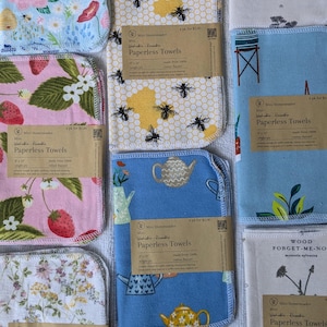 Mini Reusable Paperless Towels, unpaper Towels, 100% Cotton Flannel - 4pack
