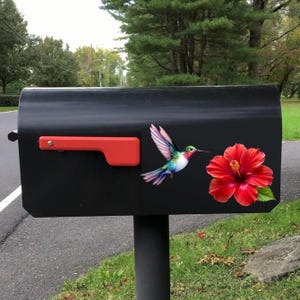 Mailbox Magnets- Hummingbirds and Red Hibiscus Flower