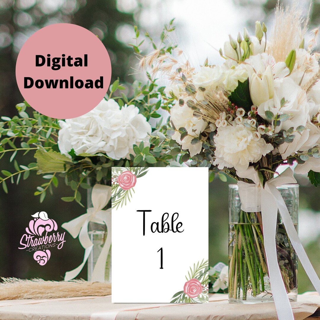 Números de mesa floral, números de mesa de boda boho, números de mesa ...