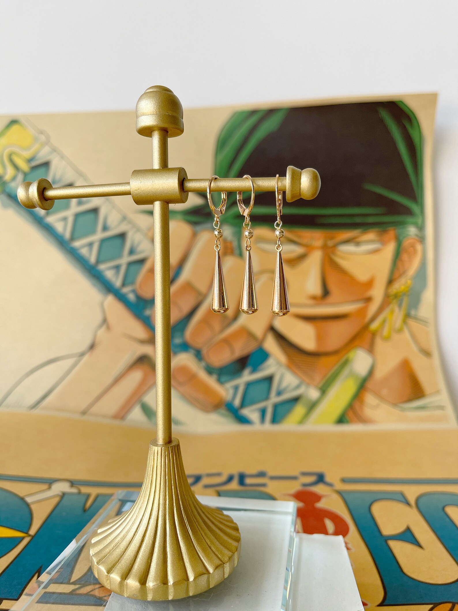 Zoro Earrings Zoro 14K Gold Earrings Cosplay Earrings Anime Etsy