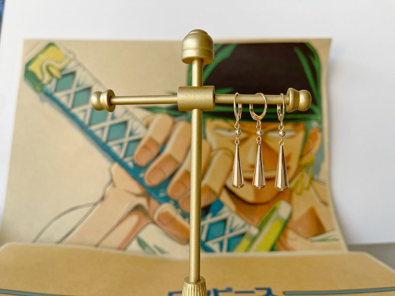 Zoro Earrings Zoro 14K Gold Earrings Cosplay Earrings Anime Etsy