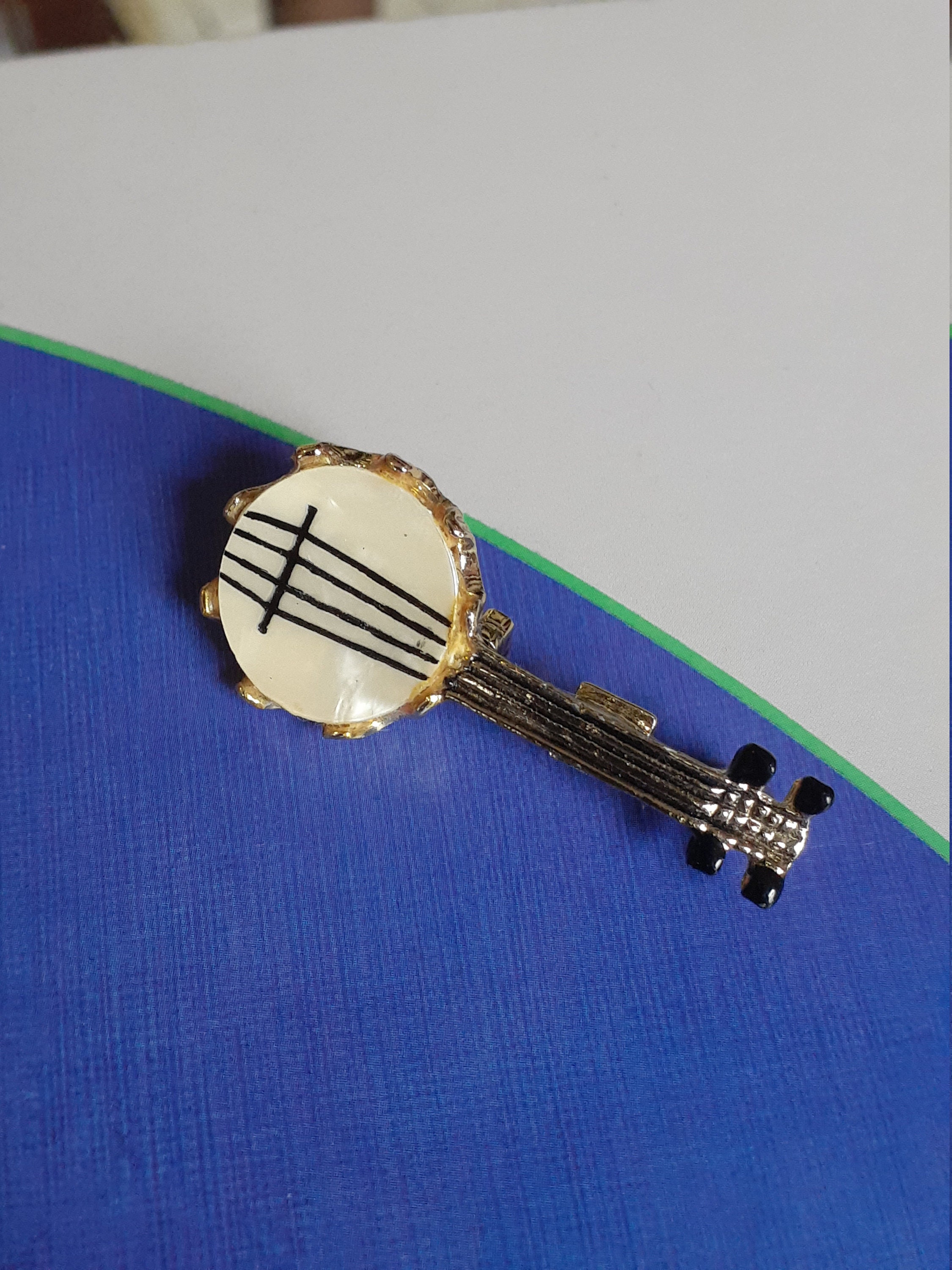 Banjo Mother Of Pearl Lapel Pin Etsy