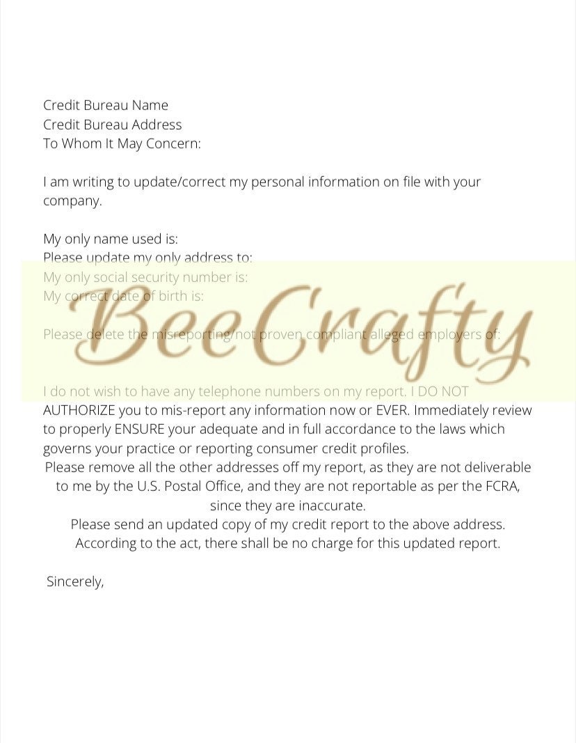 Personal Information Letter - Etsy